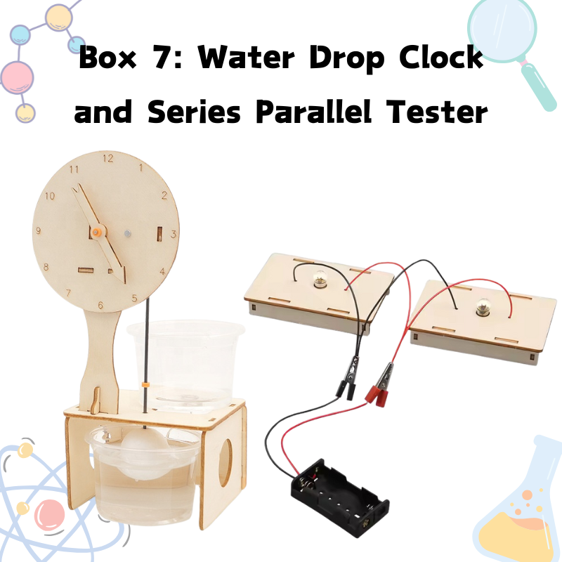 Build-It Science subscription month 7 – water drop clock and series parallel tester projects.